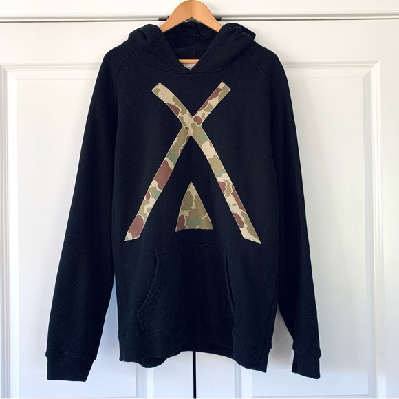Tribe Kelley Hoodie Hunt Club Sweatshirt Pullover Cotton Black & Camo Unisex XL - Picture 7 of 7